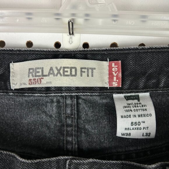 Levi's 550 Relaxed Fit Black Denim Jeans 34x32 Fade Streetwear Classic‎ Y2K - Picture 6 of 7